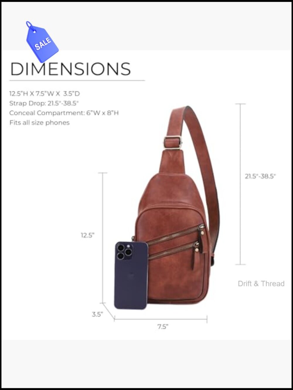 Unisex Multi-Pocket Concealed Carry Sling Bag Crossbody Backpack - Picture 3 of 6